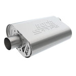 Borla 400938 CrateMuffler stainless steel resonator with 2.5-inch center-to-center inlet and outlet.