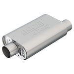 Borla 400844 T-304 stainless steel 14-inch oval CrateMuffler with 3-inch offset/center connections for SBC engines.