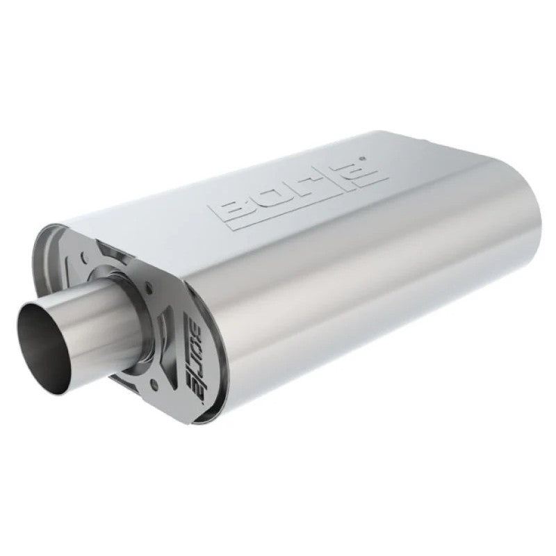 Borla T-304 stainless steel oval CrateMuffler with 2.5 inch offset and center ports for SBF 289/302 engines.