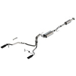 Borla Touring Cat-Back Exhaust System with split rear exit 4-inch black chrome tips for 2021-2025 Ford F-150.