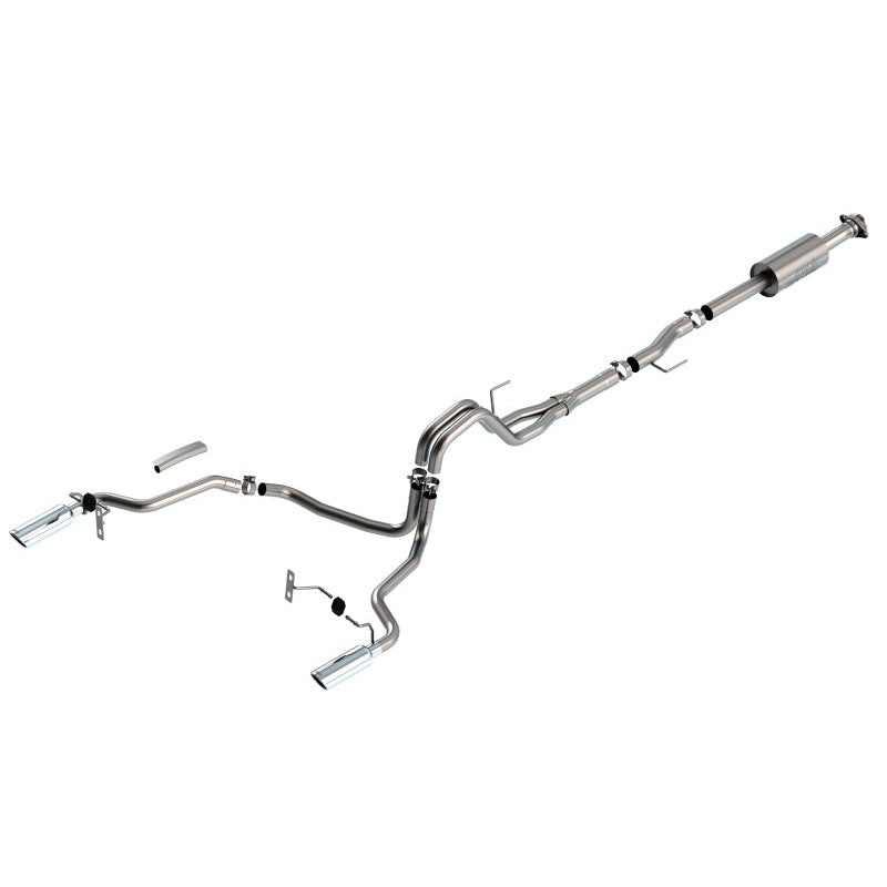 Borla S-Type cat-back exhaust system with bright chrome tips and split rear exit for 2021-2025 Ford F-150