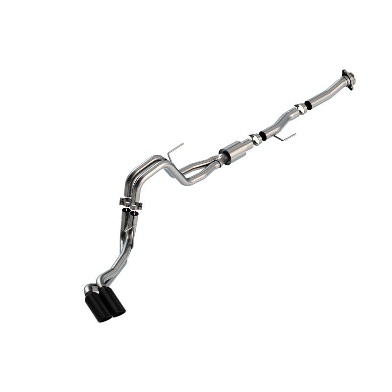 Borla ATAK Cat-Back exhaust system with dual passenger-side black chrome tips for 2021-2025 Ford F-150 5.0L.