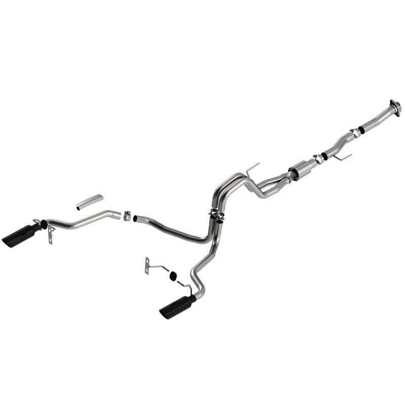 Borla ATAK T-304 stainless steel cat-back exhaust system with dual 4-inch black chrome tips for 2021-2025 Ford F-150.