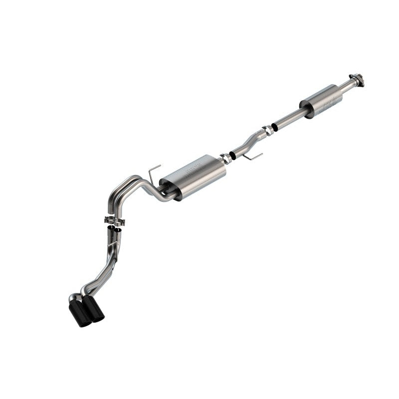 Borla Touring Cat-Back exhaust system with dual 4-inch black chrome tips for 2021-2025 Ford F-150 5.0L.