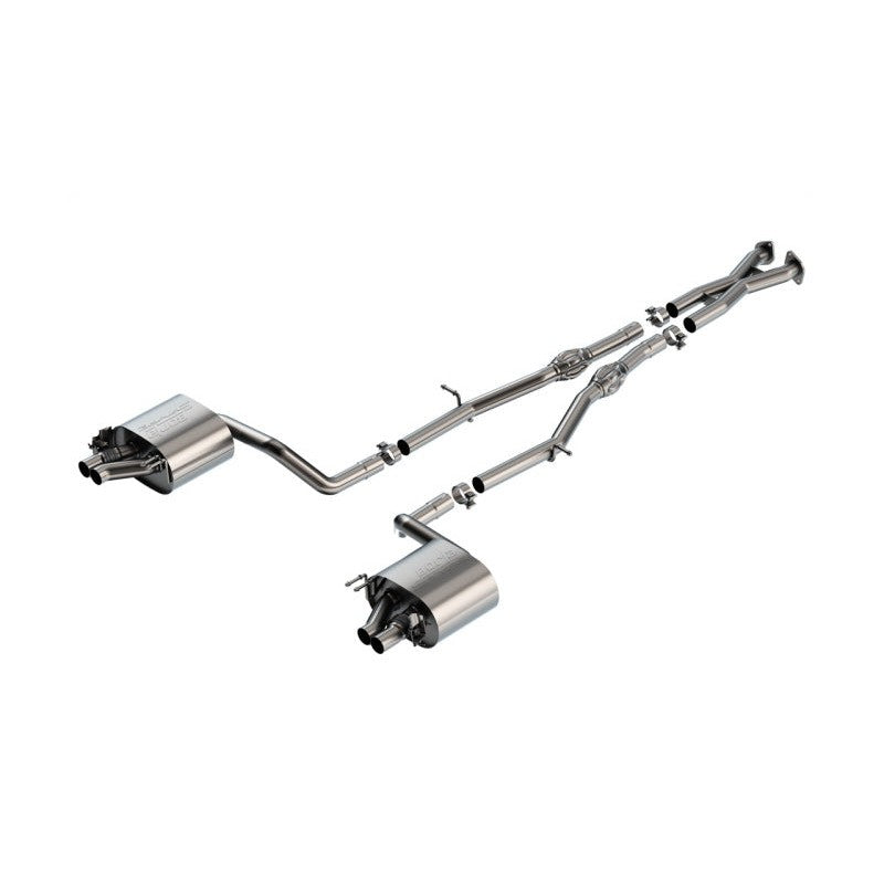 Borla S-Type T-304 stainless steel cat-back exhaust system with dual mufflers and X-pipe for Genesis G70 3.3L.