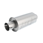 Borla S-Type universal muffler with 2.5 inch notched inlet/outlet and 5 inch round stainless steel body