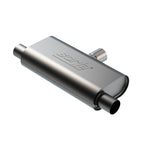 Borla 60714 T-Flow universal stainless steel muffler with single side inlet and dual offset end outlets.