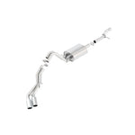 Borla 140557 Touring Cat-Back exhaust system featuring T-304 stainless steel dual side-exit 4-inch chrome tips.