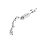 Borla 140559 Touring Cat-Back exhaust with T-304 stainless steel dual side-exit piping and 4-inch chrome tips.