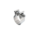 Borla 2.25 inch (57mm) austenitic stainless steel half moon exhaust clamp with mounting hardware.