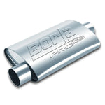 Borla ProXS 4x9.5x14 inch oval stainless steel muffler with 3-inch center and offset ports