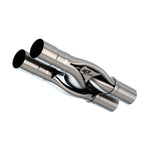 Borla SwitchFire 3 inch T-304 stainless steel hydroformed universal X-pipe with un-notched weld-on necks.
