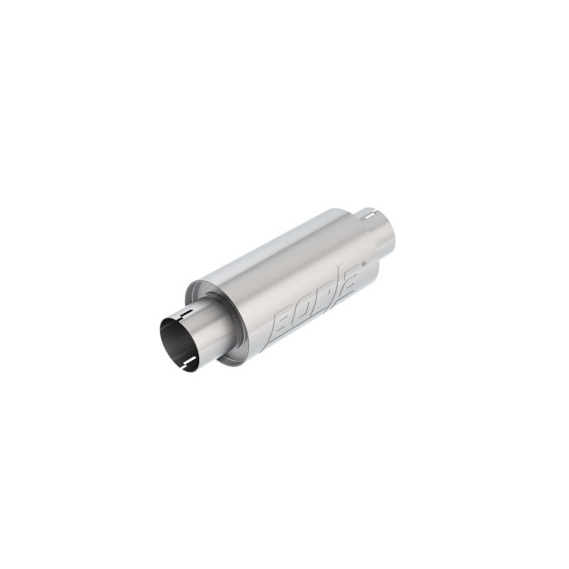 Borla 401343 T-304 stainless steel 3-inch center/center 5-inch round universal resonator with notched necks.