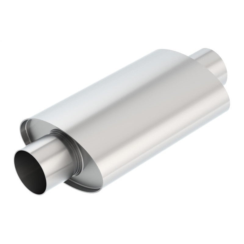 Borla XR-1 Multi-Core 3 inch center-to-center oval stainless steel racing muffler in a natural mill finish
