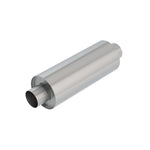 Round Borla XR-1 Multi-Core racing muffler with 3-inch center inlet/outlet and 16-inch stainless steel body.