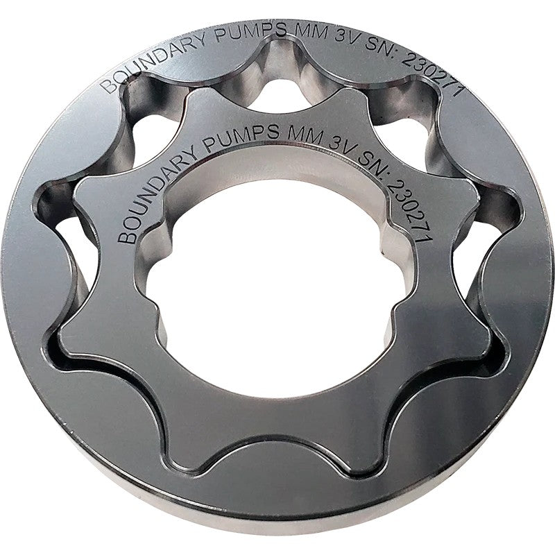 Boundary billet steel oil pump gear for 2005-2014 Ford Modular 3V and Shelby GT500 4.6L and 5.4L V8 engines.