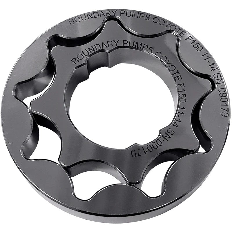 Boundary precision-machined billet steel oil pump gears for 5.0L Coyote V8 Ford F-150 engines