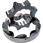 Boundary black billet oil pump gear with MartenWear treatment and vane porting for Ford Coyote and GT350 engines.