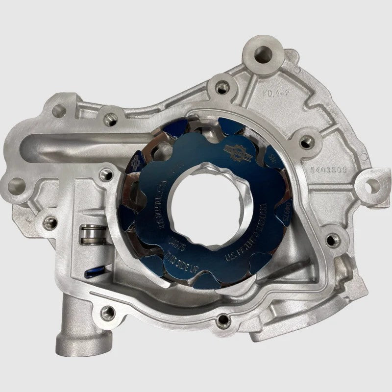 Boundary billet dual rotor oil pump assembly with treated gears and billet back plate for 2024+ Ford Coyote V8.