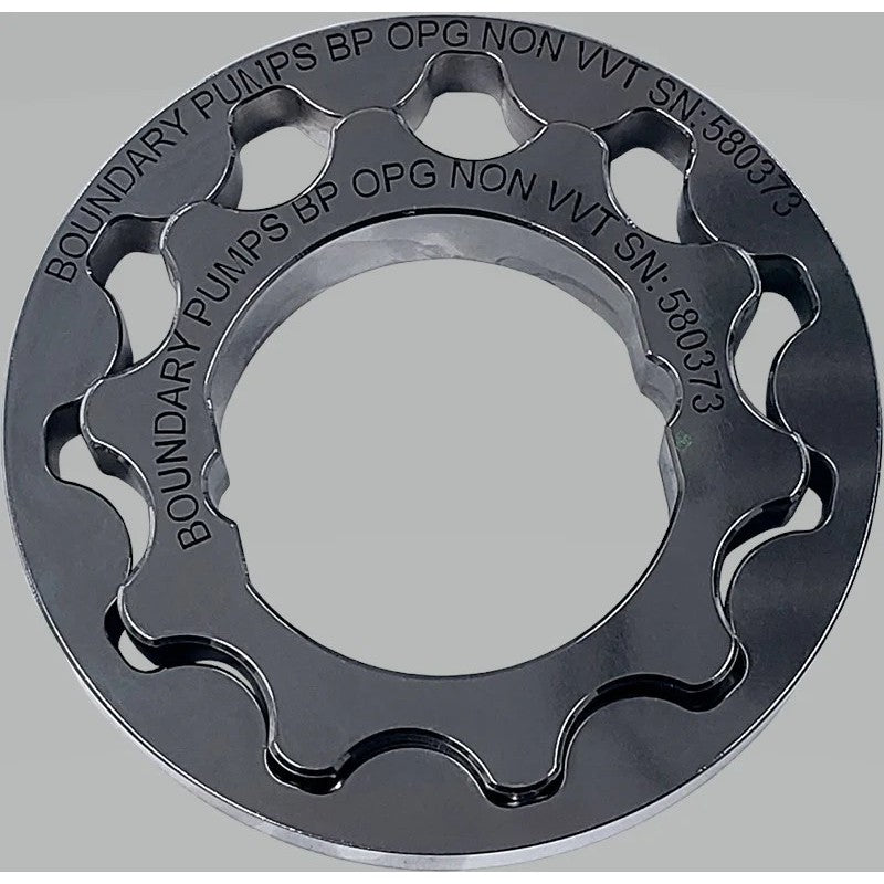 Boundary precision CNC-machined billet steel oil pump gear for 1991.5-2000 Ford and Mazda BP Non-VVT I4 engines.