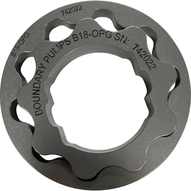Boundary high flow billet steel oil pump gear for Honda 1.8L engines with Orbit Pump housings.