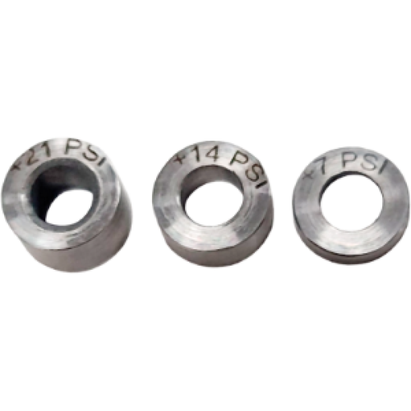 Three precision steel oil pump relief valve shims for Nissan VQ and VHR engines.