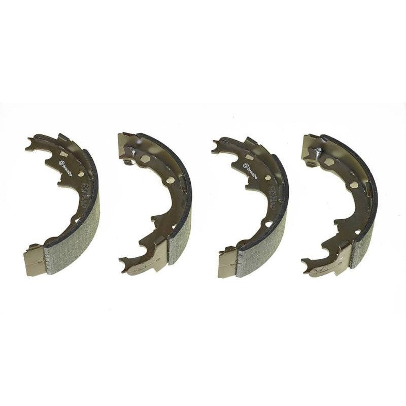 Brembo S83559N replacement rear drum brake shoe featuring premium friction material and shims.