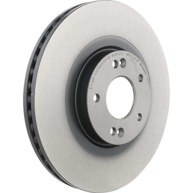 Brembo UV Coated high carbon front brake rotor with fixing screw kit for Hyundai Santa Fe and Kia Sorento.