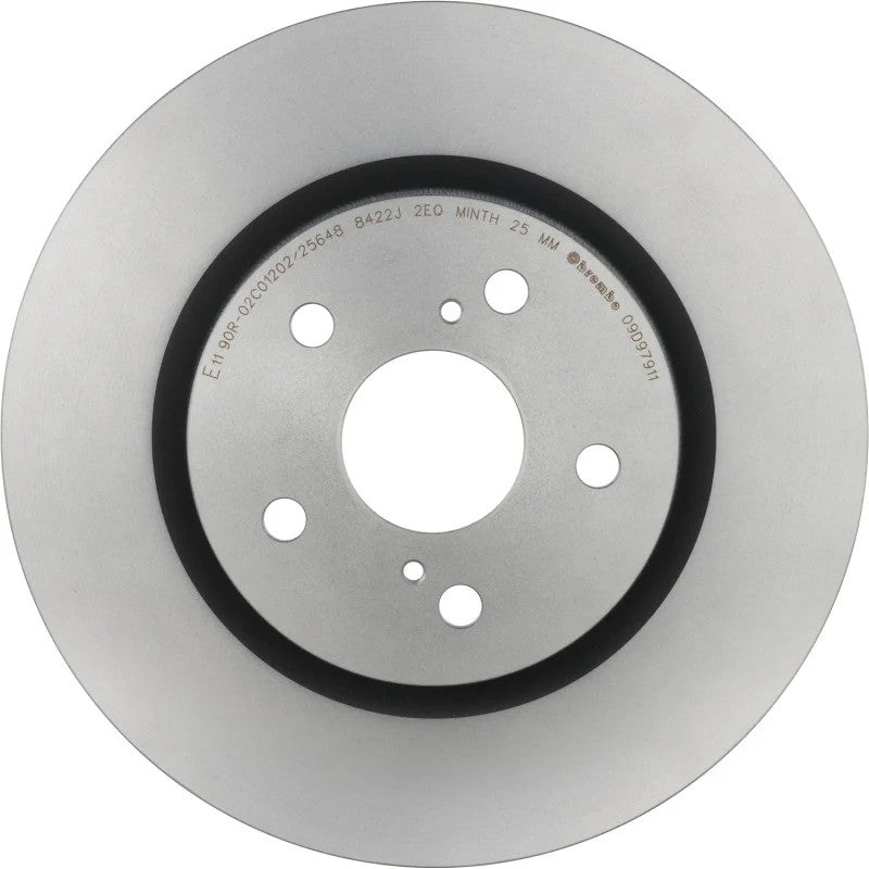 Brembo UV Coated Series rear brake rotor part number 09.D979.11 showing silver corrosion resistant finish.