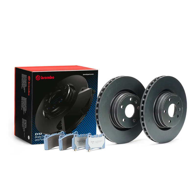 Brembo OE Front EV brake kit with copper-free pads and anti-corrosion rotors for Tesla Model S and Model X.