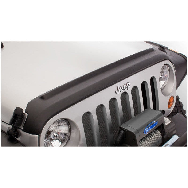 Matte black Bushwacker Trail Armor hood guard for 2007-2018 Jeep Wrangler JK models
