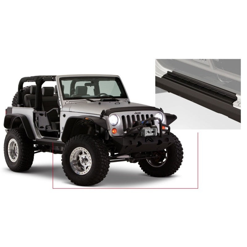 Bushwacker Trail Armor matte black rocker panel and sill plate covers for Jeep Wrangler JK