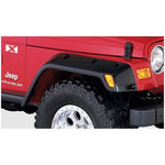 Bushwacker Max Coverage Pocket Style fender flares in matte black finish for 1997-2006 Jeep Wrangler TJ.