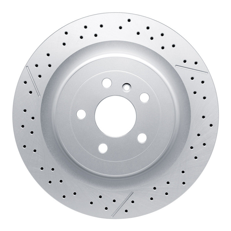 DFC GeoSPEC rear drilled and slotted brake rotor with silver anti-corrosion coating for Mercedes-Benz AMG.