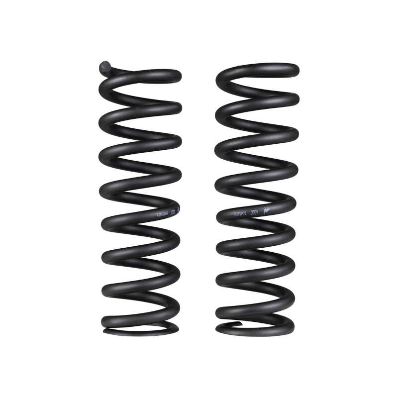 A pair of ARB Old Man Emu front coil springs for Toyota suspension finished in matte black powder coat.