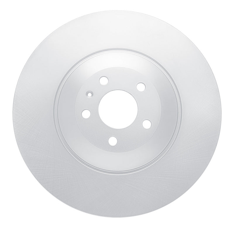DFC GeoSPEC silver-grey coated front brake rotor featuring a precision cut surface and corrosion-resistant hub.