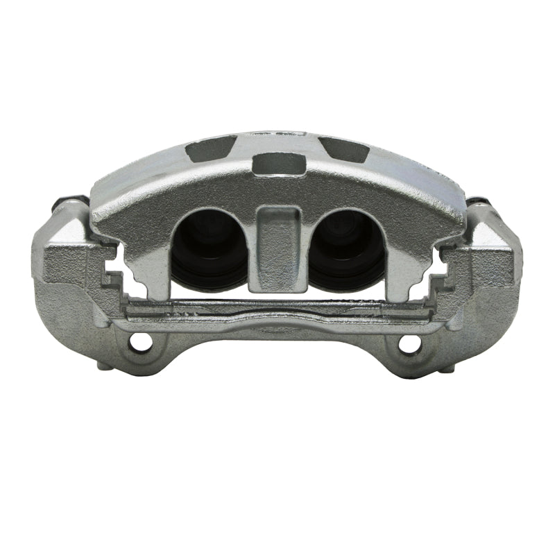 Silver zinc-plated front brake caliper with mounting hardware for 2012-2024 Chrysler Pacifica and Jeep Gladiator.