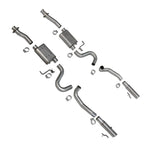 BBK Varitune cat-back exhaust kit with aluminized piping, adjustable mufflers, and brushed stainless steel tips.