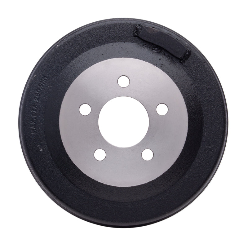 DFC True Balanced front brake drum featuring black high-temperature anti-corrosion coating and precision machined surfaces.