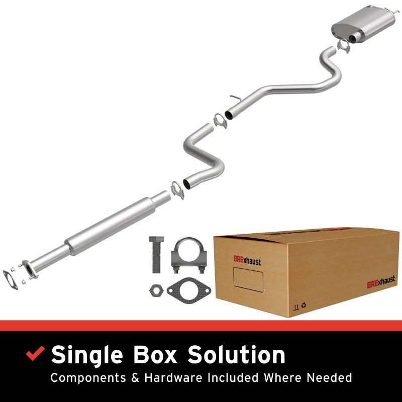 BRExhaust 106-0013 aluminized steel exhaust kit including mandrel-bent pipes, 2.25-inch clamps, and mounting hardware.