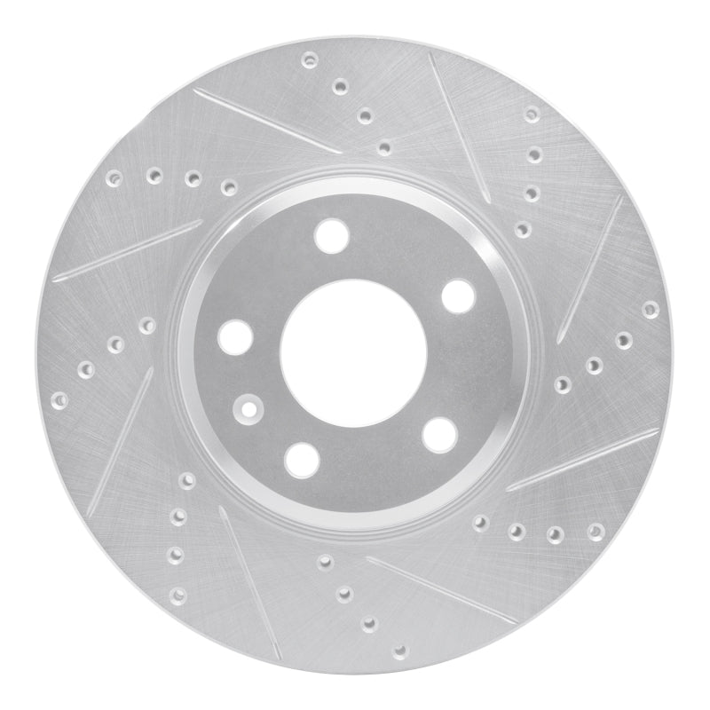 R1 Concepts Front Right Drilled and Slotted Silver Brake Rotor for 2017-2025 Audi A4 and A5 Sportback