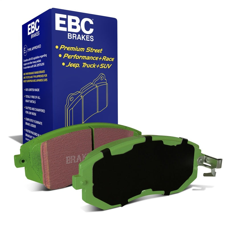 EBC Brakes Greenstuff 2000 Series high-friction front brake pads in signature green finish, part number DP21884.