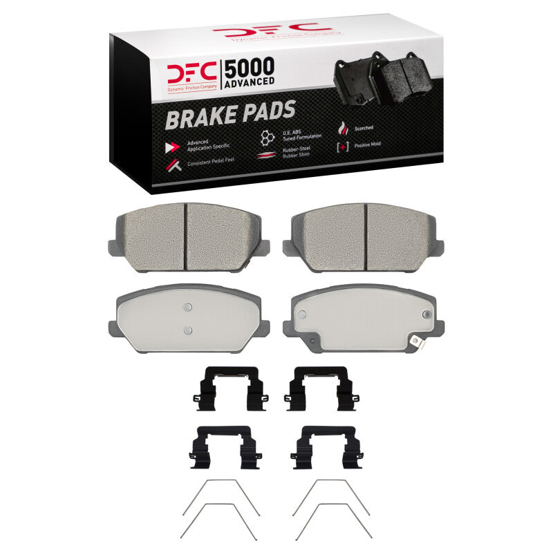 DFC 5000 Advanced Low Metallic front brake pad set with stainless steel installation hardware kit