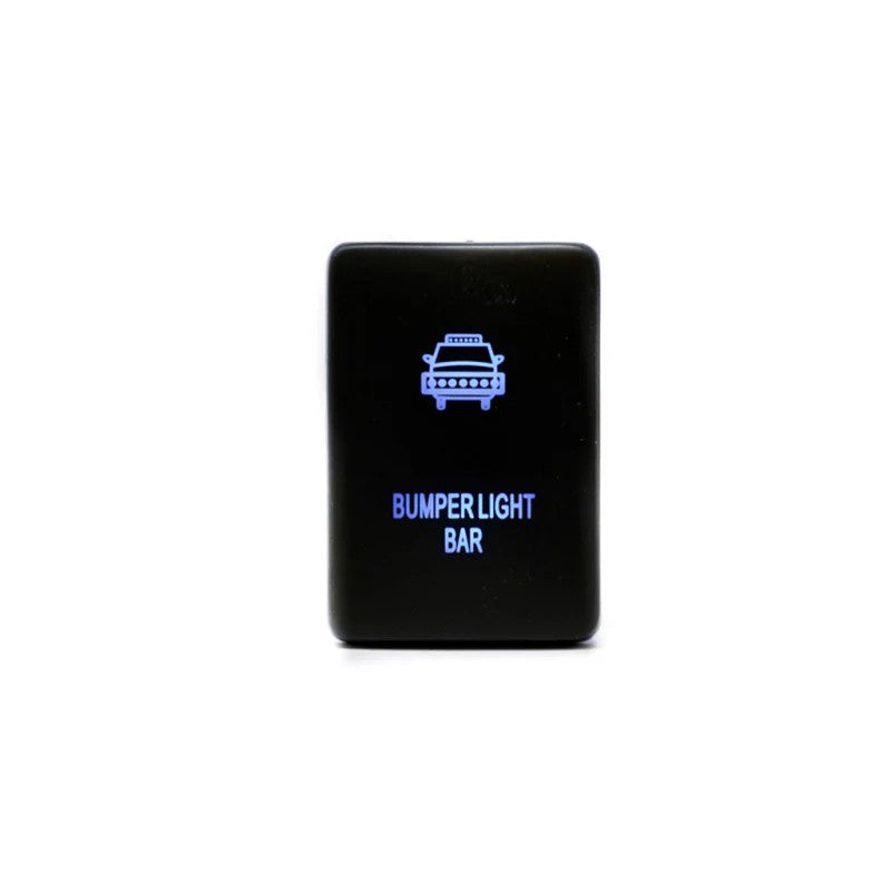 Cali Raised LED Toyota small style OEM dash switch featuring an illuminated bumper light bar graphic.