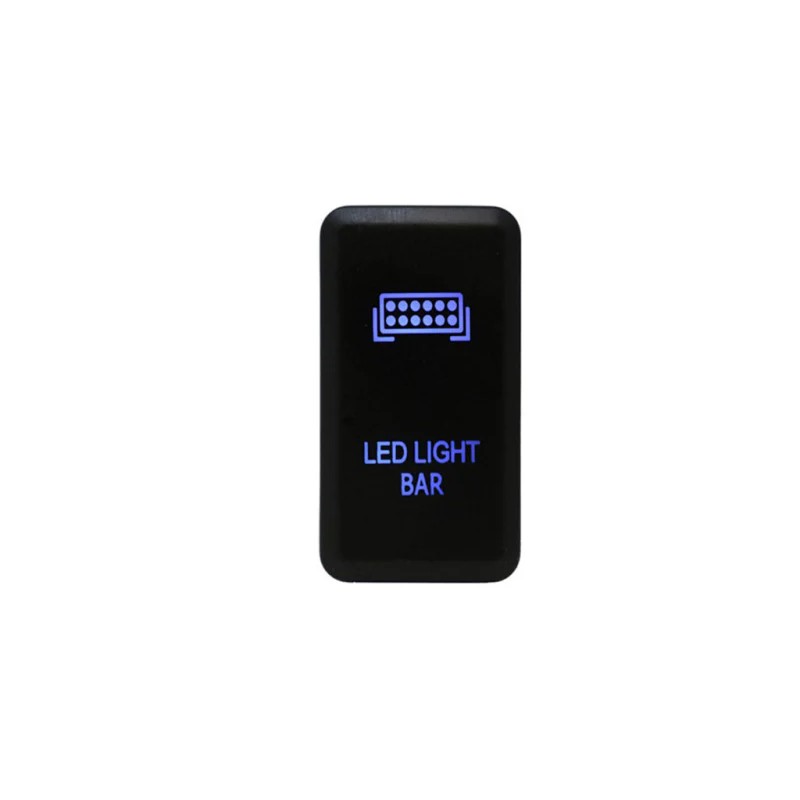 Cali Raised LED tall style Toyota OEM-style switch with blue backlit LED light bar icon.