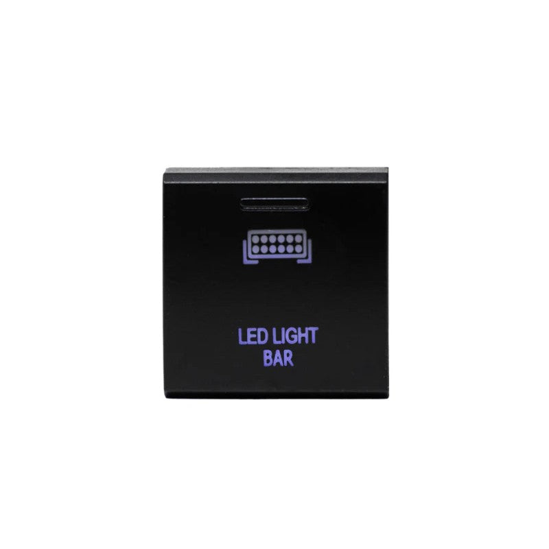 Cali Raised LED Toyota OEM square style switch with illuminated light bar icon and CR2387 part number.