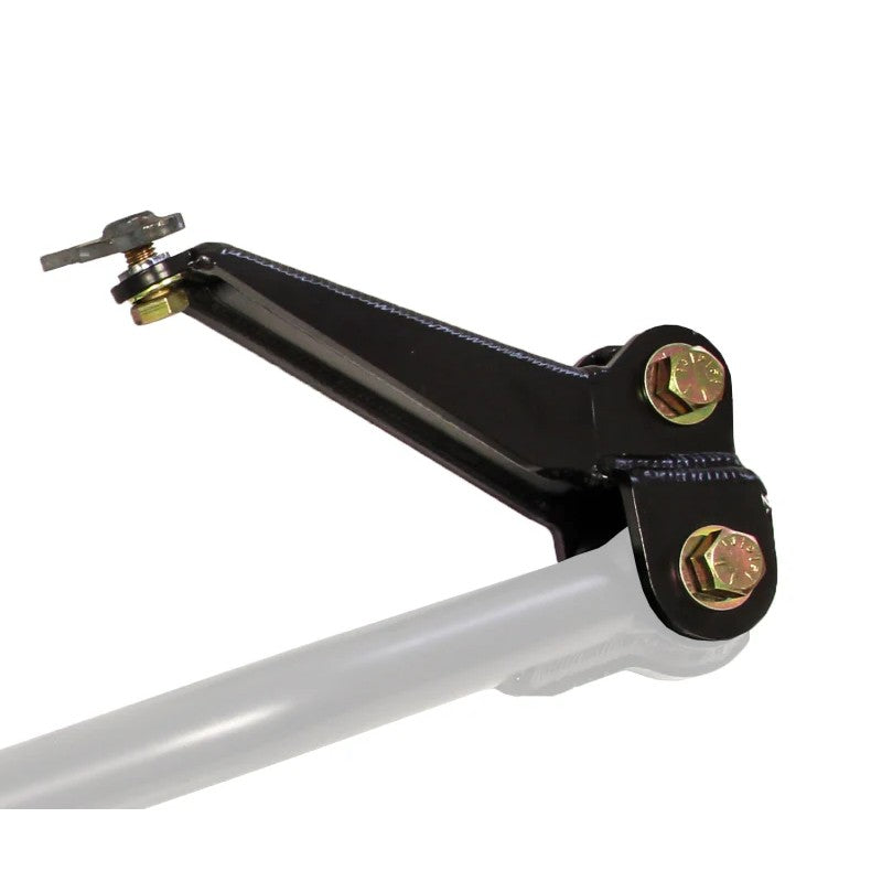 Black powdercoated 1/4 inch steel Carli track bar drop bracket for Dodge Ram with Grade 8 mounting hardware