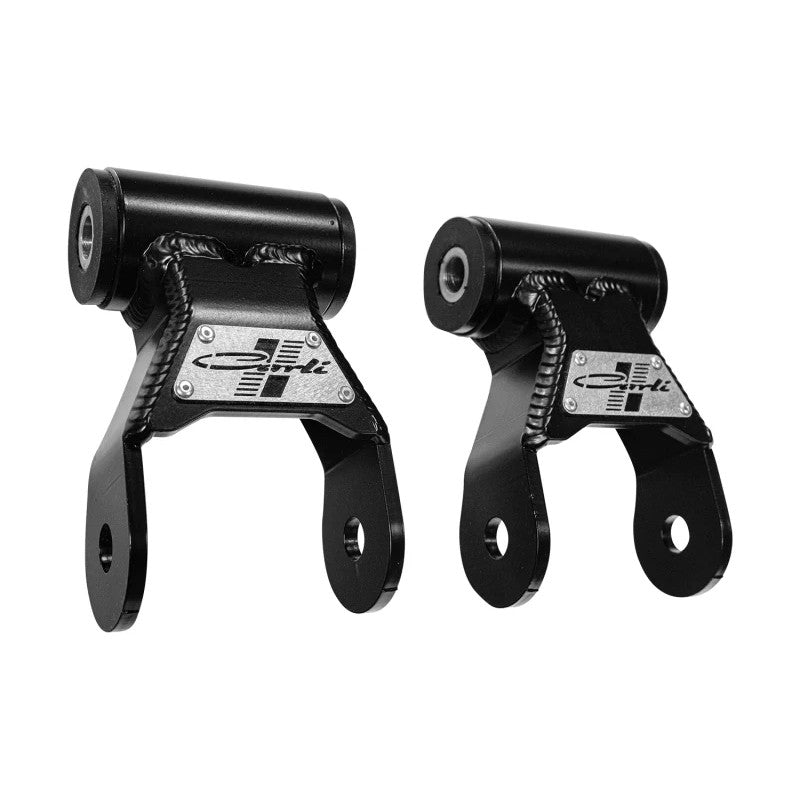 Carli CS-DSHACKLE-0313 black powdercoated 1/4 inch fabricated steel leaf spring shackle for 2003-2024 Dodge Ram trucks