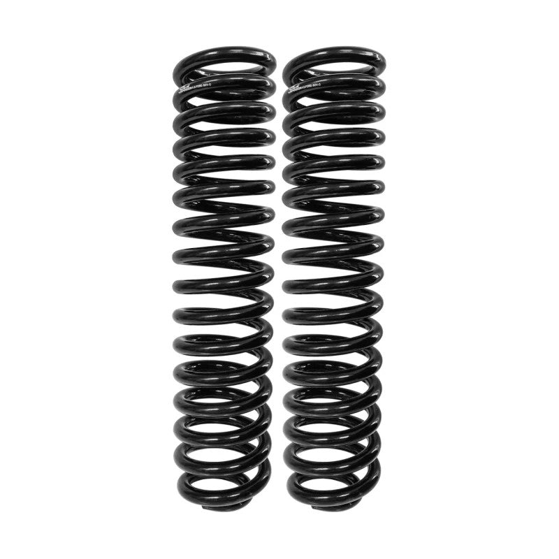 Black powdercoated Carli multi-rate coil springs for 2005-2026 Ford F-250 and F-350 Super Duty 4x4 diesel trucks.