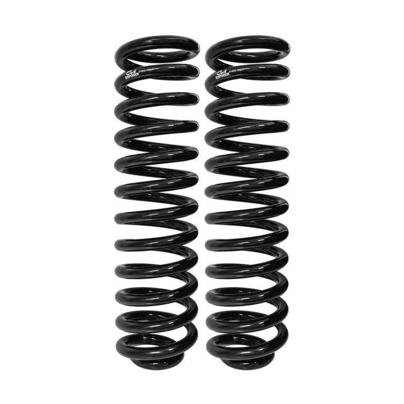 Pair of Carli CS-FLC-05 black powdercoated linear rate front coil springs for Ford F-250 and F-350 Super Duty 4x4.